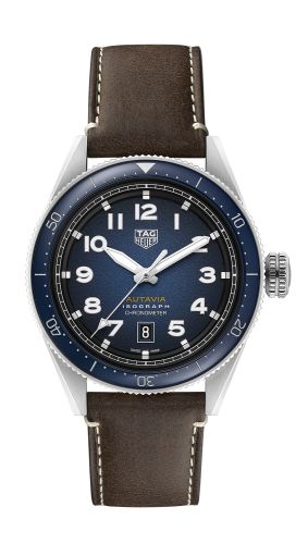 TAG Heuer Autavia Isograph Calibre 5 Stainless Steel / Blue / Leather